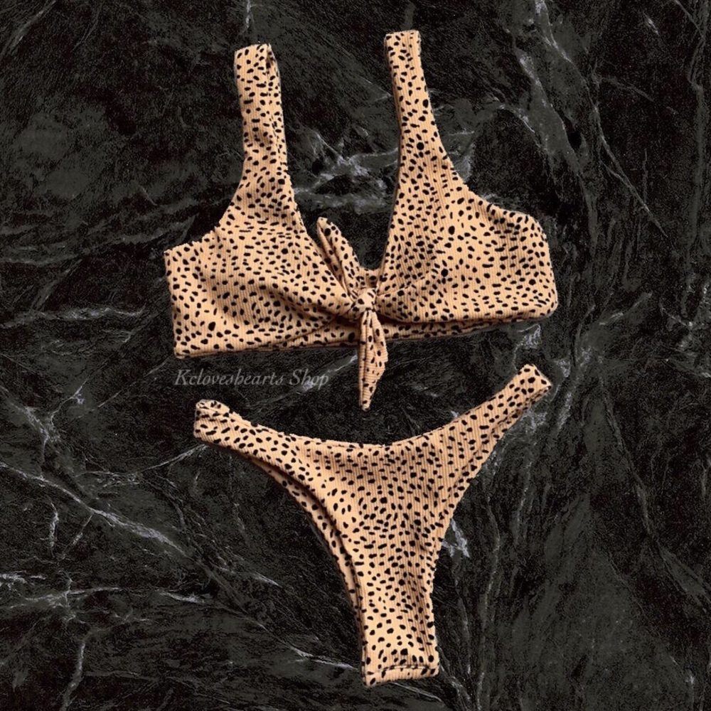 Safari Spotted Design Printed Tie Bikini - Picture 3 of 5